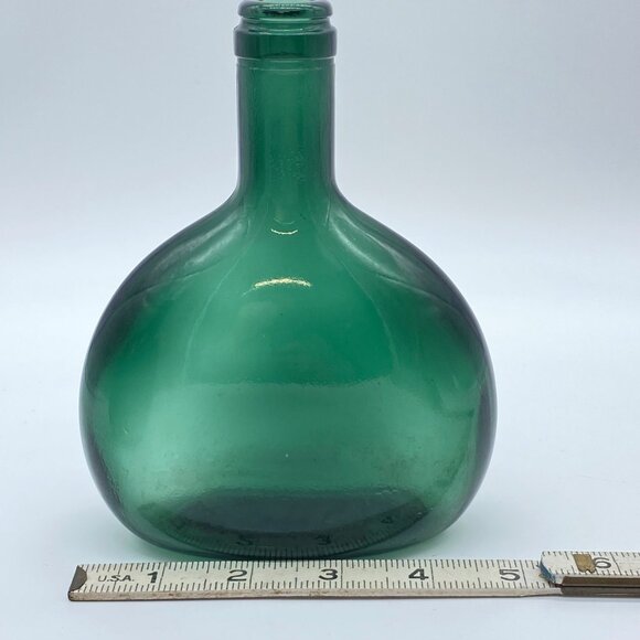 Pair Of Vintage Vinol Green and Amber Glass Flask Style Bottles Rounded Shape - Picture 5 of 15